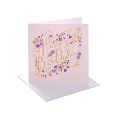 Image of UK Greetings Birthday Card for Her/Friend Pink &amp; Gold Design