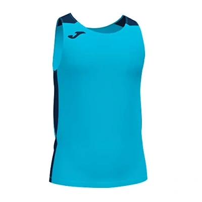 Image of Joma Men&#039;s Record Ii T Shirt, Navy Fluorescent Turquoise, M