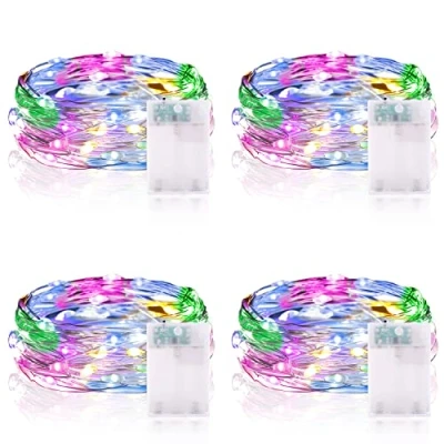 Image of Vacoulery Fairy Lights, 2M 20LED Battery Operated Led String Lights with Timer for Valentines Day Decoration, Bedroom, Wedding Decoration 4 Packs