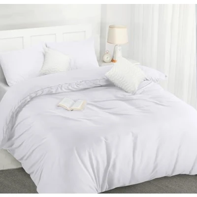 Image of Utopia Bedding Duvet Quilt Cover Set with Pillow cases, Double Soft Microfibre Polyester (White)