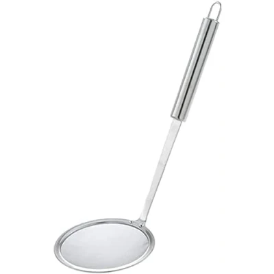 Image of PNJB Stainless Steel Ultrafine Mesh Oil Skimmer, Strainer Colander, Spoon Filter Soup Strainer, Kitchen Tool, Colander Non Slip with Long Handle, Lightweight Tool (12cm)