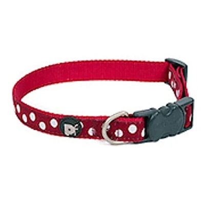 Image of Petface White Dots Print Dog Collar, Small, Cherry