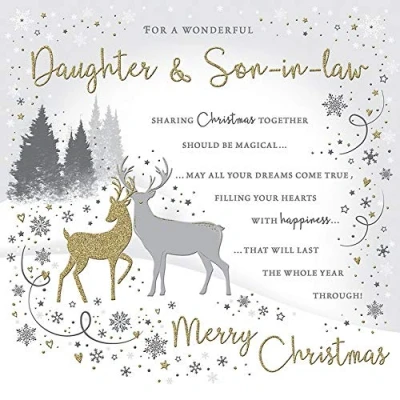 Image of Piccadilly Greetings Modern Christmas Card Daughter &amp; Sister in Law 223 mm sq