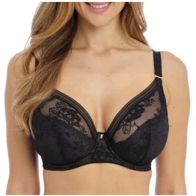 Image of FANTASIE Fusion Lace Plunge Bra Black Pink 34D (FL102314)