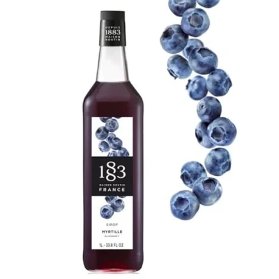 Image of 1883 Maison Routin Premium Blueberry Syrup for Cocktails, Mocktails, Iced Tea, Smoothies Glass 1L