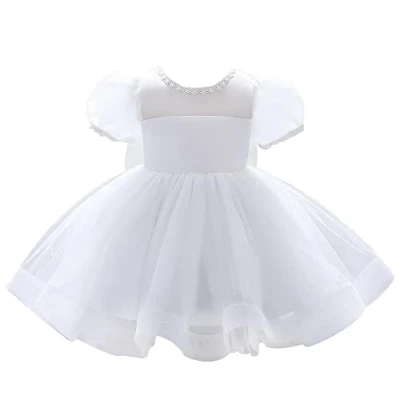 Image of Lito Angels Kids White Flower Girl Bridesmaid Dresses Wedding Party Outfit Fancy Ball Gown Occasion Dress Age 4 5 Years