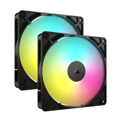 Image of Corsair RS140 ARGB 140mm PWM Fans Daisy Chain Connection Low Noise Magnetic Dome Bearing Dual Pack Black