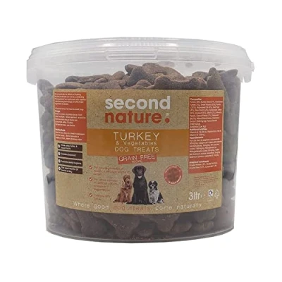 Image of Second Nature Grain Free Dog Treats Turkey &amp; Vegetable 3L Natural Training Treats, Biscuits Snacks, Healthy for Small Dogs Large