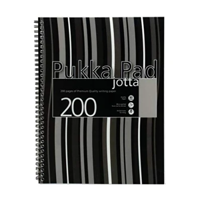 Image of Pukka Pad Jotta Notebook Wirebound Plastic Punched 200pp 80gsm A4 Black Stripes Ref JP018 5 [Pack 3]