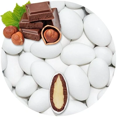 Image of EinsSein 0,5kg Sugared Almonds Chocolate nougat white matt wedding sugar sweets almond dragees baptism dragee cake balls candy coated sweet weddings favours dragée gift fillers