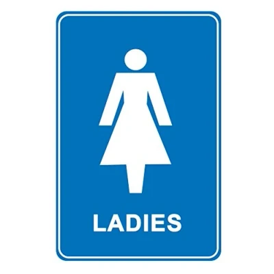Image of 2 x Ladies, women Toilet Information Sign Removable Self Adhesive Waterproof Durable Vinyl Label Sticker 225mm 160mm