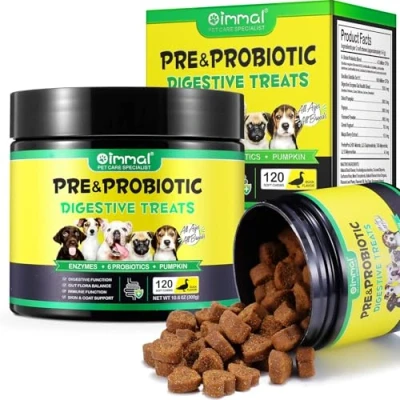 Image of Probiotics for dogs, and Digestive Enzymes Chews Canine Supplements Immunity Support, Promote Gut Health, Improve Digestion &amp; Immunity,120 Duck