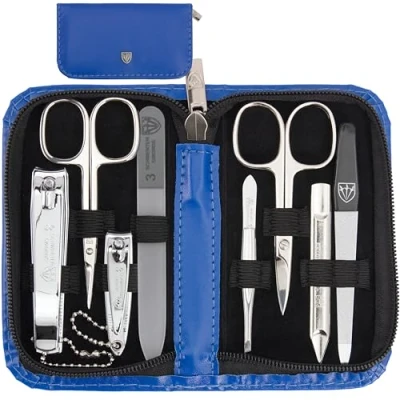 Image of 3 Swords Germany brand quality 8 piece manicure pedicure grooming kit set for professional finger &amp; toe nail care, Made by