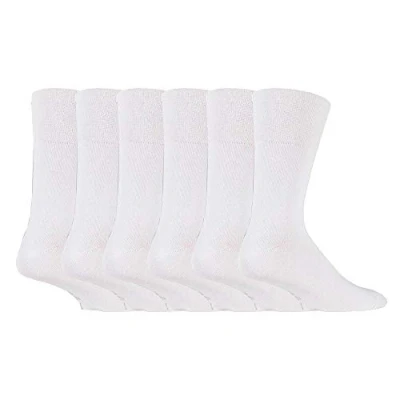 Image of SockShop 6 pairs Mens Cotton Gentle Grip 11 uk Socks White