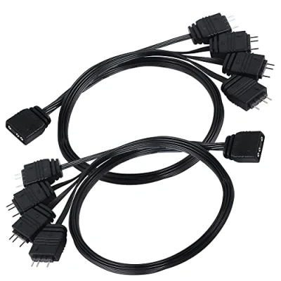 Image of CERRXIAN 2PCS 5V ARGB Splitter Cable, 1 Female to 4 Male Ports 3PIN HUB Extension Connector Cord Wire for LED Strips,ARGB Fans Etc
