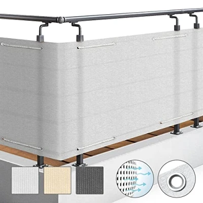 Image of Sol Royal Balcony Screening 90x300cm SolVision HB2 Privacy Protection for Terrace Patio Sun Wind UV Light White