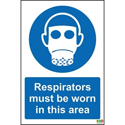 Image of Respirators Must be Worn in This Area Sign Self Adhesive Vinyl 200mm x 150mm