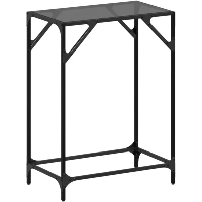 Image of vidaXL Console Table with Black Glass Top 60x35x81 cm Steel