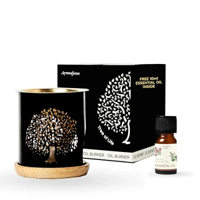 Image of Aromafume Tree of Life Essential Oil Burner Diffuser with candle Brass Use for Oil, Aroma Yoga, Meditation, Home Fragrance Surprise 10ml