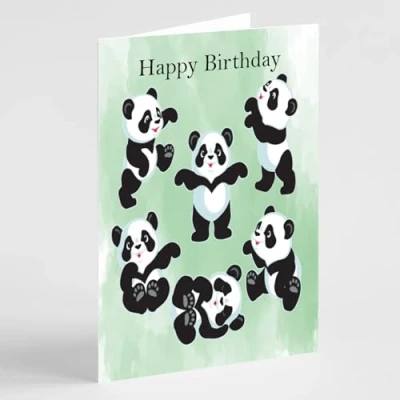 Image of Beebooh cards Cute pandas birthday card