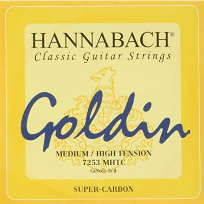 Image of Hannabach Classical Guitar Strings Series 725 Medium/High Tension Goldin Super Carbon G3 7253MHTC
