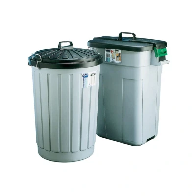 Image of Dustbin Round with Lid plus Locking Clips 90 Litres