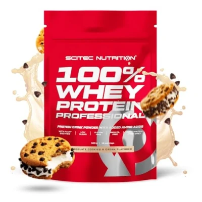 Image of Scitec Nutrition 100% Whey Protein Professional Enhanced with Extra Amino Acids &amp; Digestive Enzymes Gluten Free Palm Oil Free, 500 g, Chocolate Cookies Cream