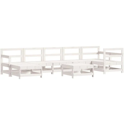 Image of vidaXL 8 Piece Garden Lounge Set White Solid Wood Pine