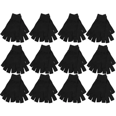 Image of Rjm Mens Fingerless Magic Thermal Gloves 12 Pairs Black