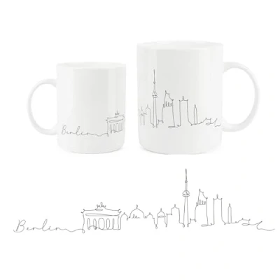 Image of Purely Home Berlin City Skyline Collection Bone China Mug White Coffee/Tea Present Gift for Travel Lovers