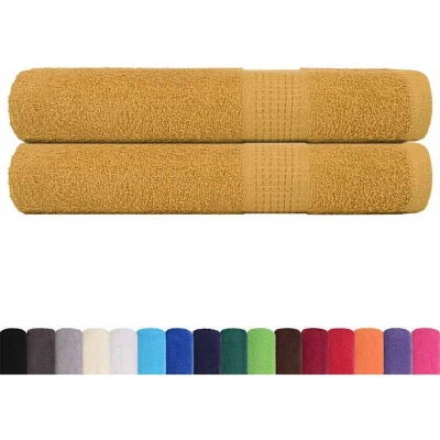 Image of vidaXL Towels 2 pcs Gold 100x200 cm 360 gsm 100% Cotton