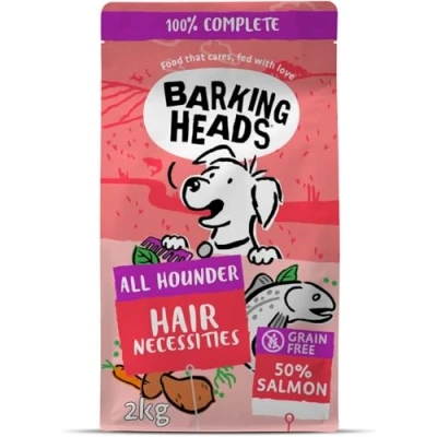 Image of Barking Heads Complete Dry Dog Food 2kg Adult All Hounder Hair Necessities Salmon Natural Grain Free Hypoallergenic for Skin &amp; Coat Vet Approved