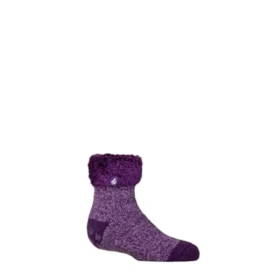 Image of Kids 1 Pair SOCKSHOP Heat Holders Plain Lounge Socks Annabelle Twist Purple 12.5 3.5