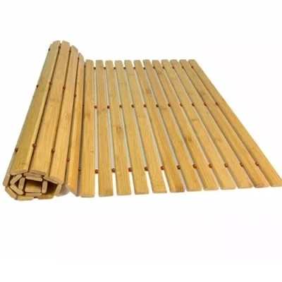 Image of Luxury 80 x 50cm Bamboo Slatted Rectangular Wooden Folding Duck Board Non Slip Shower Mat Use Kitchen Bedroom Toilet