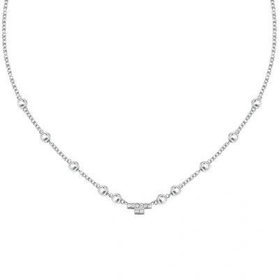 Image of TRUSSARDI T Logo Women&#039;s Necklace in Steel, Zircons TJAXC04