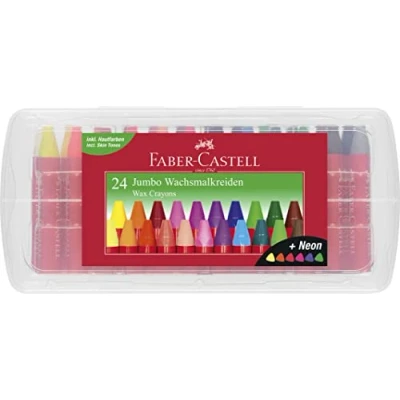 Image of Faber Castell Jumbo Wax Crayons, 24 pc (120034), Neon