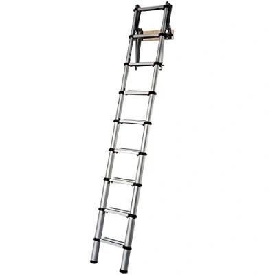 Image of YOUNGMAN 301000 Telescopic Loft Ladder Aluminium 2.6 Metres / 8.53 Feet, Silver, 86 x 48 12 cm