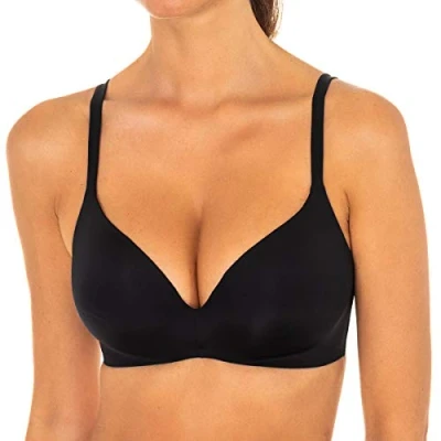 Image of DIM Invisifi FREE Soutien Gorge Triangle PADDÉ Tshirt bra, Women&#039;s, Size: 34D, Noir