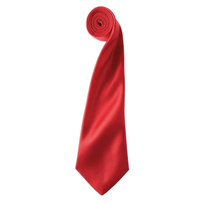 Image of Premier Mens Plain Satin Tie (Narrow Blade) (Red) One Size