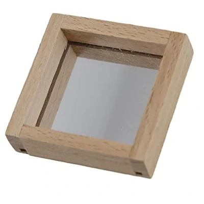 Image of Melody Jane Dolls House Square Wooden Wall Mirror Miniature Modern Home Decor Accessory Lrg