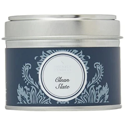 Image of Shearer Candles Clean Slate, Scented, Tin Candle, Cotton Wick, Fragrance &amp; Essential Oils, Grey, White Silver, Small