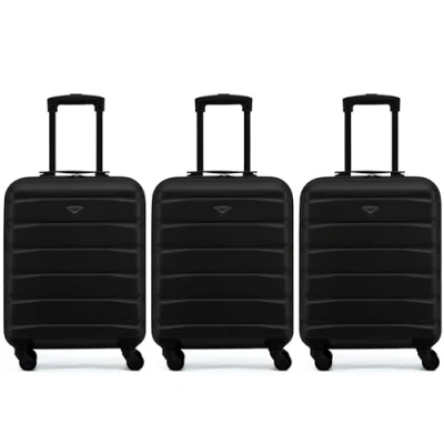 Image of Flight Knight Set of 3 Premium Lightweight 4 Wheel ABS Hard Case Suitcases Cabin Carry On Hand Luggage Approved for Over 60 Airlines easyJet, Jet2 &amp; Maximum Size Ryanair (Priority) 55x40x20cm