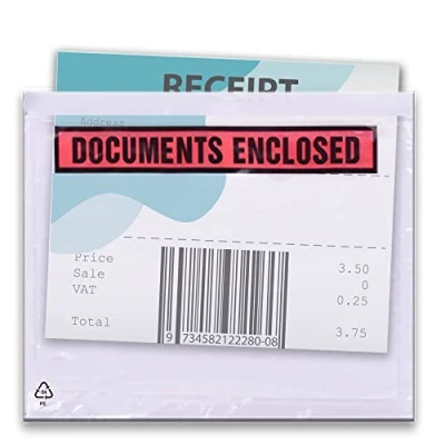 Image of Triplast 3000 x A7 Printed Document Enclosed Wallet (95 125 mm) Peel &amp; Seal Clear Plastic Envelopes/Sleeves/Pockets/Wallets Attach Invoices, Packing Lists Delivery Notes to Parcels