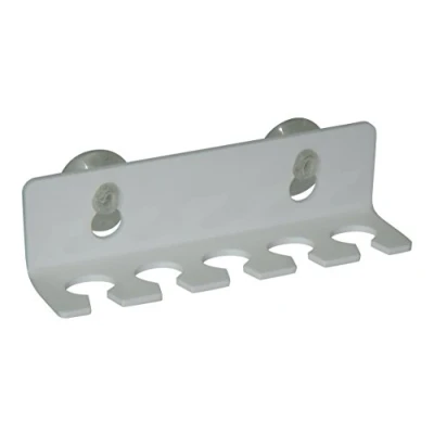 Image of Focus Plastics TOOTHBRUSH &#039;STICK ON&#039; HOLDER FOR 5 LARGE BRUSHES WITH 2 SUCTION CUPS 10 COLOURS (White)