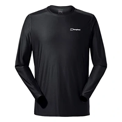 Image of Berghaus Men&#039;s 24/7 Long Sleeve Crew Tech Baselayer T Shirt, Black, XS