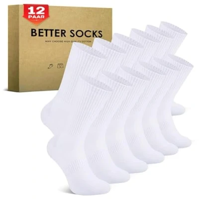 Image of TUUHAW 12 Pairs Trainer Socks for Men 9 White Women Running Cushioned Sports Work Cotton Wicking Hiking Athletic Walking Cycling Outdoor