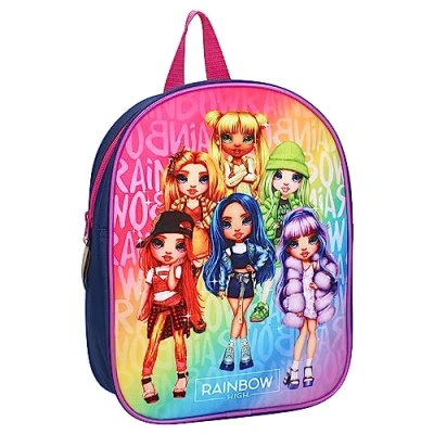 Image of Rainbow High Sparkle Club Ruby Poppy Sunny Jade Skyler Violet Kids Backpack School Kindergarten dimensions 29x22x9cm