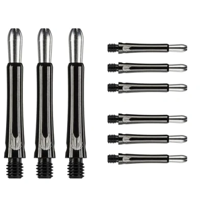 Image of TARGET Darts Grip Style Aluminium Shaft Pack of 9 Black, Short (34.8mm) Professional Accessories, 2BA Multipack with Rings, Dart Multipack, Stems