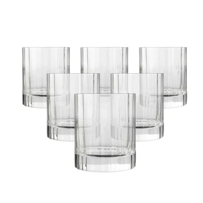 Image of Luigi Bormioli 7540470 Bach Box of 6 Short, Clear Crystal Tumblers, 7.5 x 9 cm