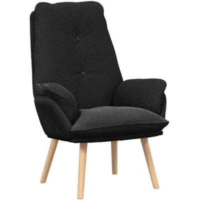 Image of Relaxing Chair Black Curly Wool like Fabric Vidaxl